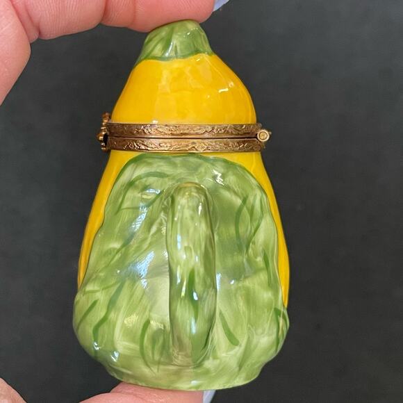 Limoges Trinket Box Peint Main Rochard France Corn Teapot Handpainted Paint Loss - Picture 4 of 16